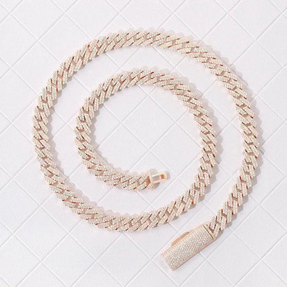 Yu Ying Gems - Colliers à maillons cubains en argent massif 925 sertis de diamants et de moissanites, disponibles en largeurs de 8 mm, 10 mm et 12 mm, pour bijoux hip-hop - AgorAstrA