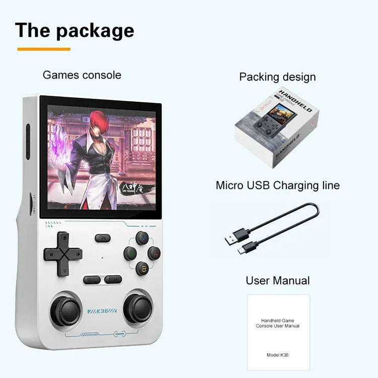 Console Portable Rétro K36 Écran IPS 3.5" Linux 64Go 16000 Jeux R36S - AgorAstrA