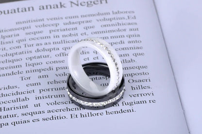 Bagues en céramique taillée noir et blanc tendance Lokaer, bijoux classiques de mariage et de fiançailles pour femmes, Anneaux Anillos R18014 - AgorAstrA