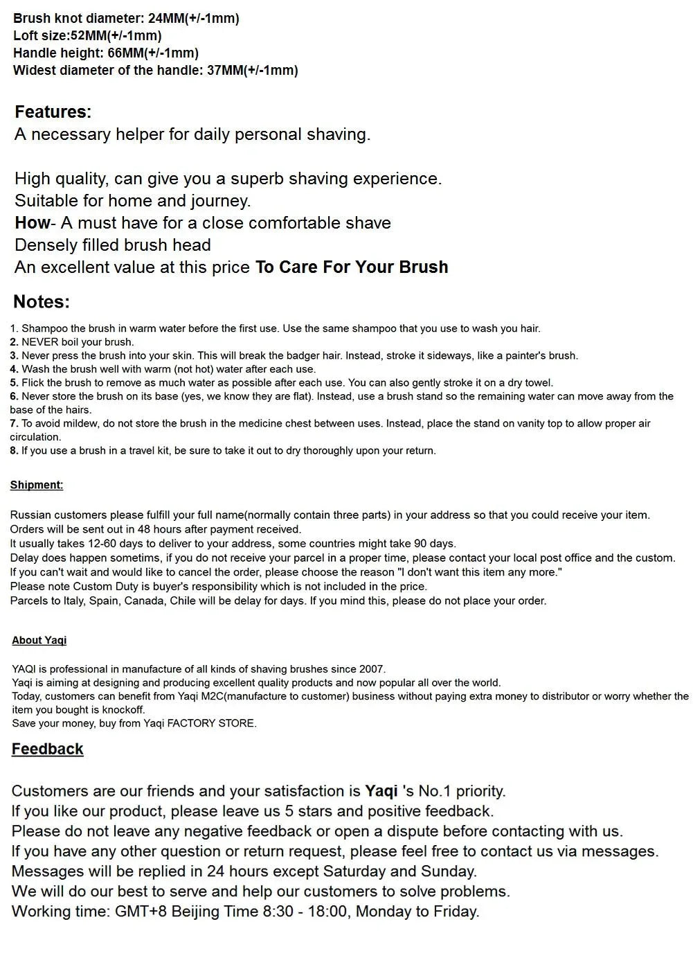 Pinceau Rasage Homme Yaqi Shayish 24mm - Blaireau Barbe Premium - AgorAstrA