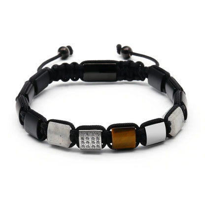 Bracelet Perles Agate 8mm Goldix - Œil de Tigre Lapis Malachite Onyx - Homme Cadeau - AgorAstrA