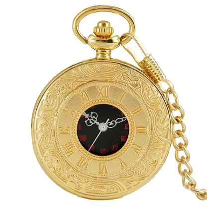 Montre de poche unisexe vintage noire à chiffres romains, style steampunk, avec pendentif et chaîne - Cadeau P427 - AgorAstrA