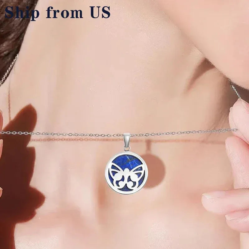 Collier Papillon TG - Pendentif Lapis Lazuli - Acier Inoxydable 45cm - Artisanal Premium - AgorAstrA