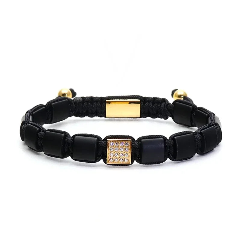 Bracelet Perles Agate 8mm Goldix - Œil de Tigre Lapis Malachite Onyx - Homme Cadeau - AgorAstrA