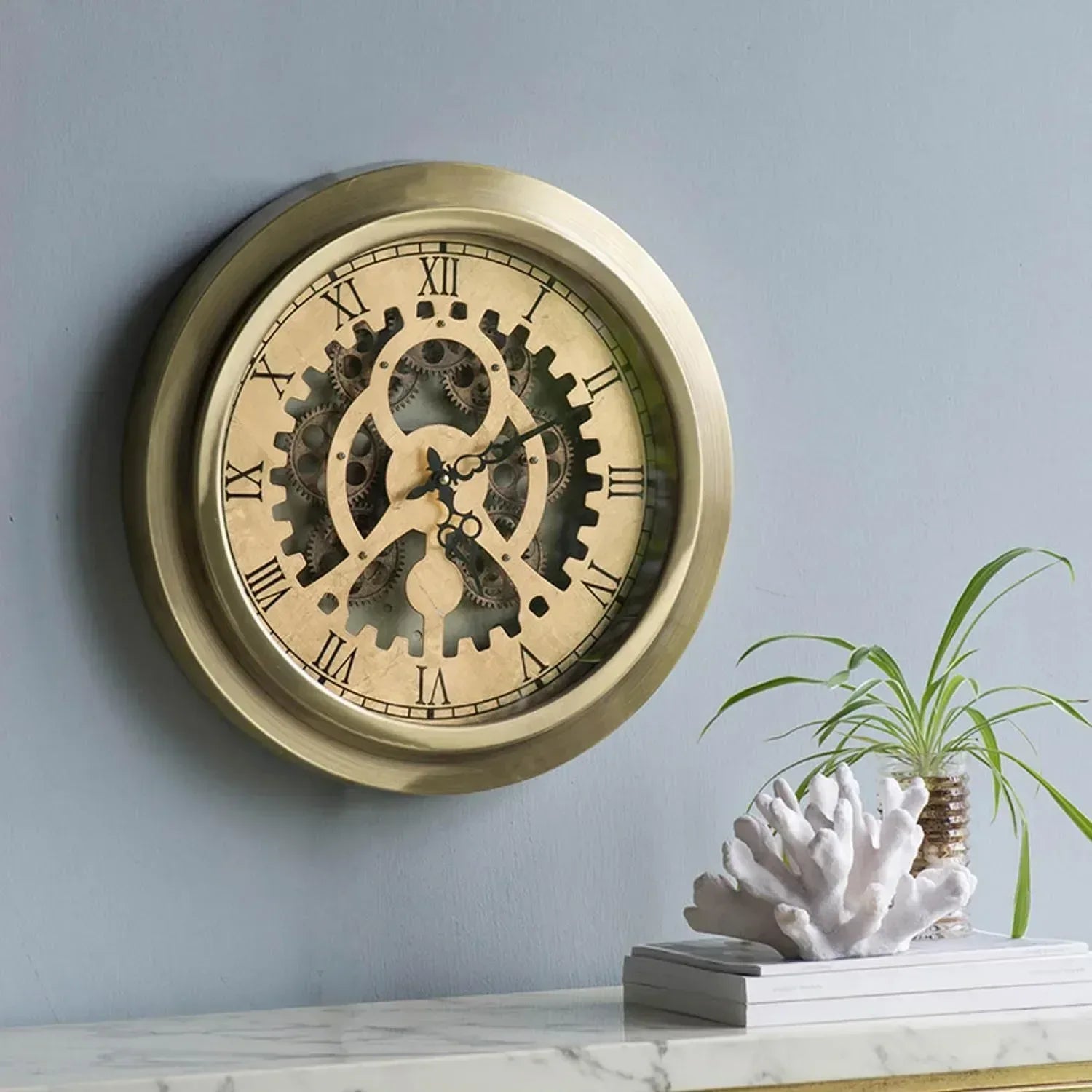 Horloge Murale HMS Gold Grand Format Industriel - Déco Luxe - AgorAstrA