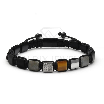 Bracelet Perles Agate 8mm Goldix - Œil de Tigre Lapis Malachite Onyx - Homme Cadeau - AgorAstrA