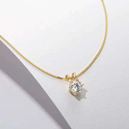 Collier R.GEM. Classic en argent S925 rhodié, serti de diamants moissanite 6,5 mm 1 ct, 6 griffes, vente en gros avec certificat gratuit - AgorAstrA