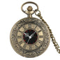 Montre de poche unisexe vintage noire à chiffres romains, style steampunk, avec pendentif et chaîne - Cadeau P427 - AgorAstrA