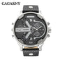 Montres pour hommes Cagarny, montres-bracelets à quartz tendance pour hommes, grande montre élégante avec bracelet en cuir, affichage 2 temps, style militaire, Relogio Masculino D6820 - AgorAstrA