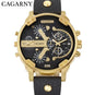Montres pour hommes Cagarny, montres-bracelets à quartz tendance pour hommes, grande montre élégante avec bracelet en cuir, affichage 2 temps, style militaire, Relogio Masculino D6820 - AgorAstrA
