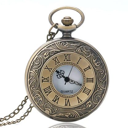 Montre de poche unisexe vintage noire à chiffres romains, style steampunk, avec pendentif et chaîne - Cadeau P427 - AgorAstrA
