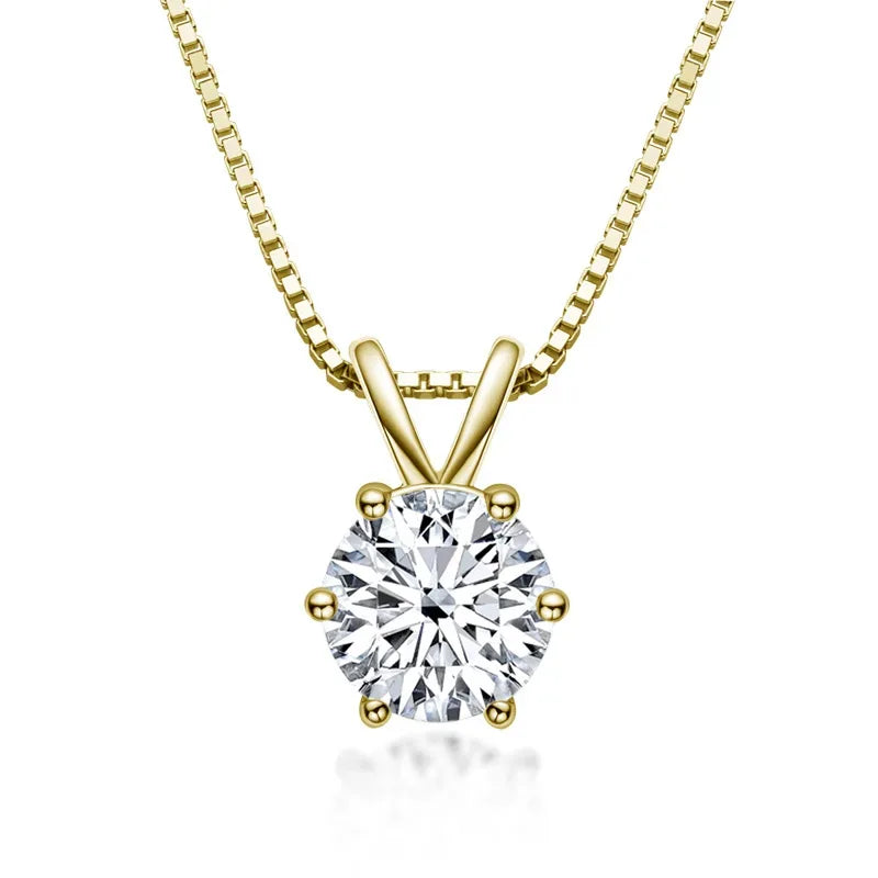 Collier R.GEM. Classic en argent S925 rhodié, serti de diamants moissanite 6,5 mm 1 ct, 6 griffes, vente en gros avec certificat gratuit - AgorAstrA