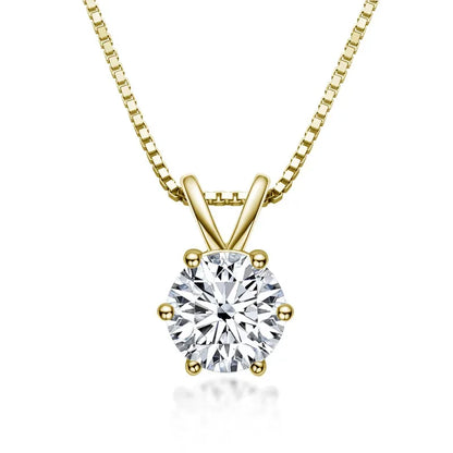Collier R.GEM. Classic en argent S925 rhodié, serti de diamants moissanite 6,5 mm 1 ct, 6 griffes, vente en gros avec certificat gratuit - AgorAstrA