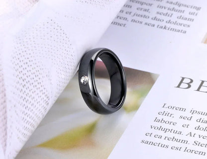 Bagues en céramique taillée noir et blanc tendance Lokaer, bijoux classiques de mariage et de fiançailles pour femmes, Anneaux Anillos R18014 - AgorAstrA