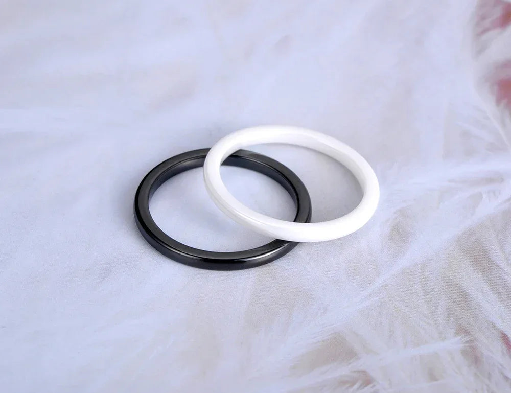 Bagues en céramique taillée noir et blanc tendance Lokaer, bijoux classiques de mariage et de fiançailles pour femmes, Anneaux Anillos R18014 - AgorAstrA