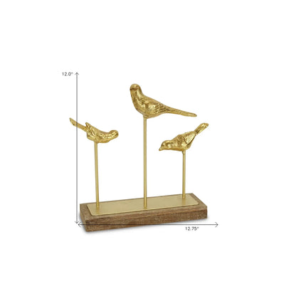 Sculpture Oiseau HMS Peinte Main 12" Art Déco Bois Aluminium Mariage - AgorAstrA