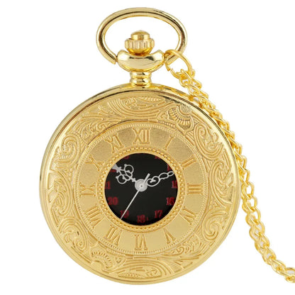 Montre de poche unisexe vintage noire à chiffres romains, style steampunk, avec pendentif et chaîne - Cadeau P427 - AgorAstrA