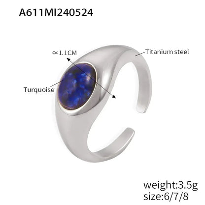 Bague Index Minimaliste Lapis Lazuli - Acier Titane Plaqué Or - Design Mode - AgorAstrA