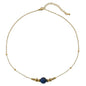 Collier Perles Agate Lapis Lazuli - Acier Plaqué Or 18k - Artisanal Femme - AgorAstrA