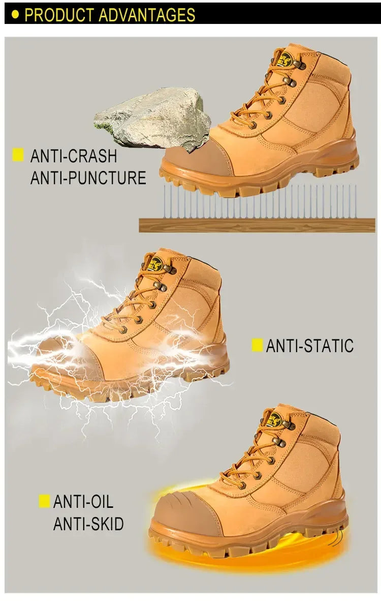 Bottes de sécurité australiennes , fermeture éclair latérale, anti-écrasement et anti-perforation, en TPU, pour l'assurance travail. - AgorAstrA