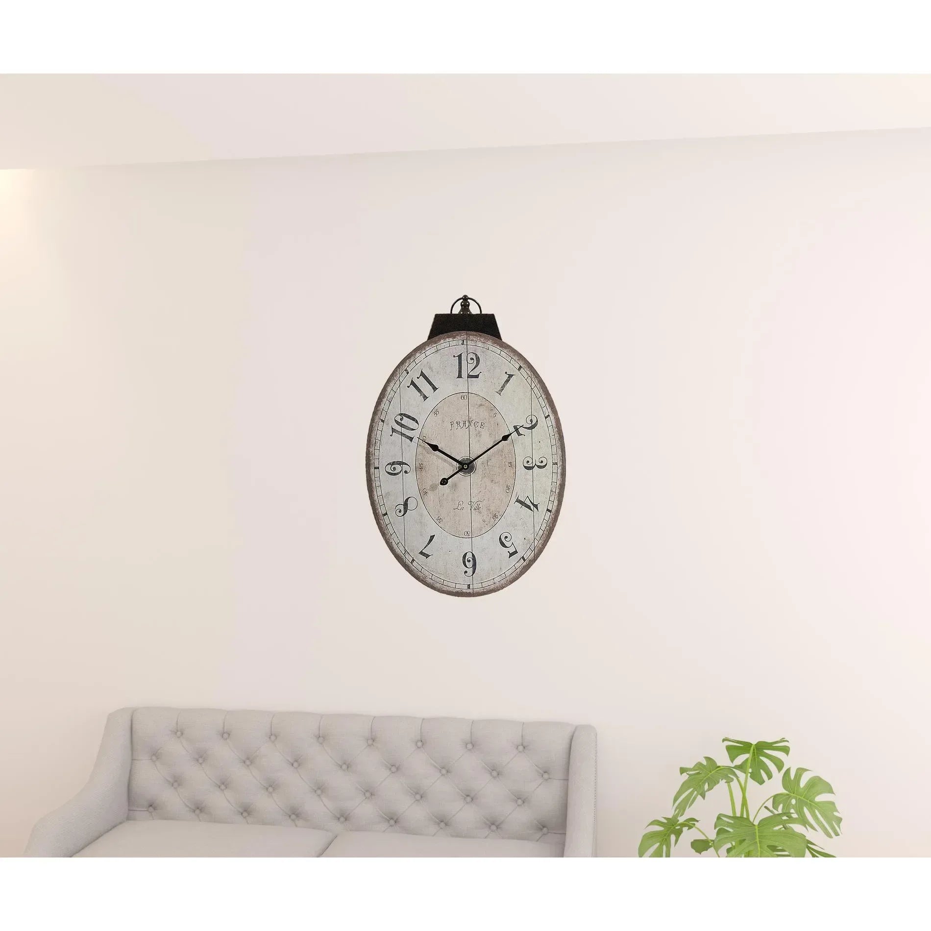 Horloge Murale HMS 18" Bois Ivoire Paon - Déco Élégante - AgorAstrA