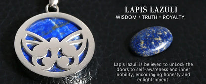 Collier Papillon TG - Pendentif Lapis Lazuli - Acier Inoxydable 45cm - Artisanal Premium - AgorAstrA