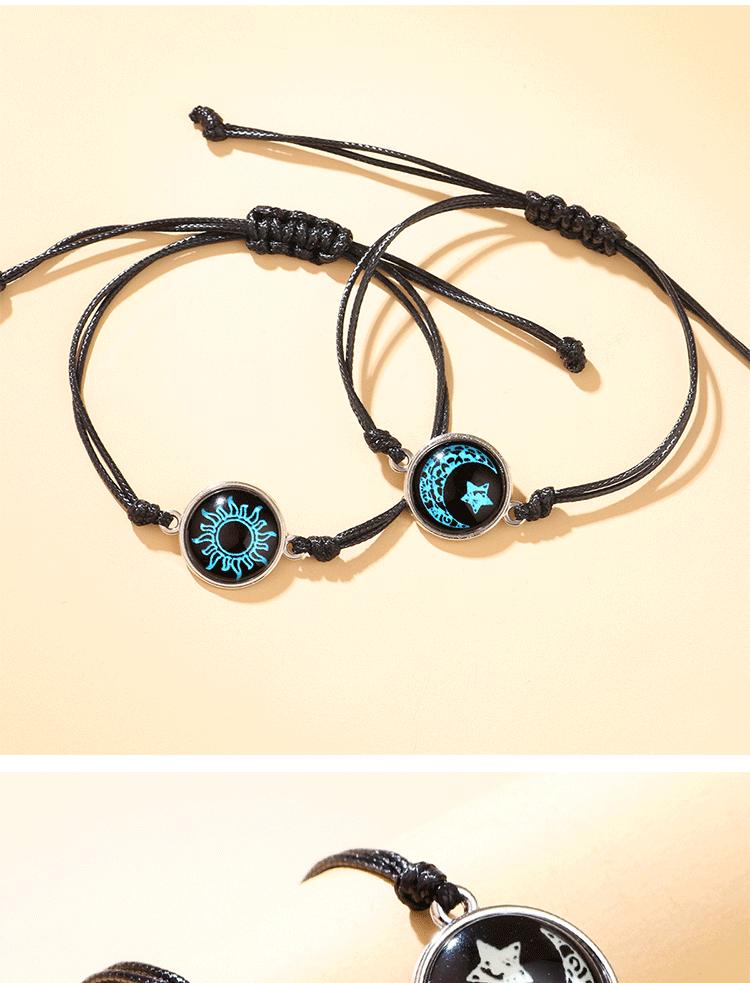 Bracelet Unisexe Breloques Papillon Soleil Lune Pierres Lumineuses Kevlar - AgorAstrA