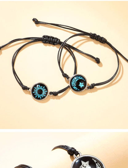 Bracelet Unisexe Breloques Papillon Soleil Lune Pierres Lumineuses Kevlar - AgorAstrA