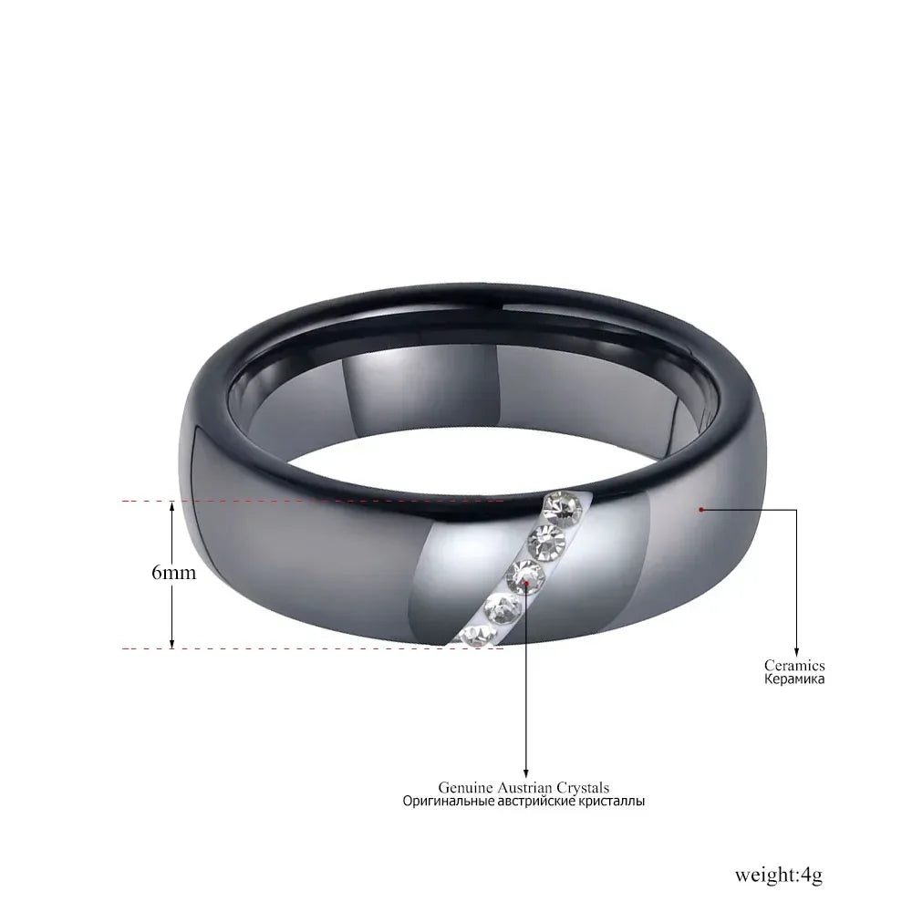 Bagues en céramique taillée noir et blanc tendance Lokaer, bijoux classiques de mariage et de fiançailles pour femmes, Anneaux Anillos R18014 - AgorAstrA