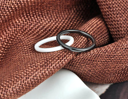 Bagues en céramique taillée noir et blanc tendance Lokaer, bijoux classiques de mariage et de fiançailles pour femmes, Anneaux Anillos R18014 - AgorAstrA