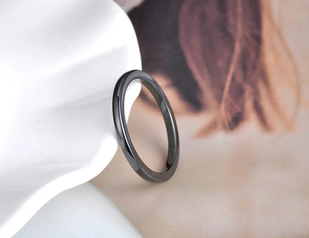 Bagues en céramique taillée noir et blanc tendance Lokaer, bijoux classiques de mariage et de fiançailles pour femmes, Anneaux Anillos R18014 - AgorAstrA