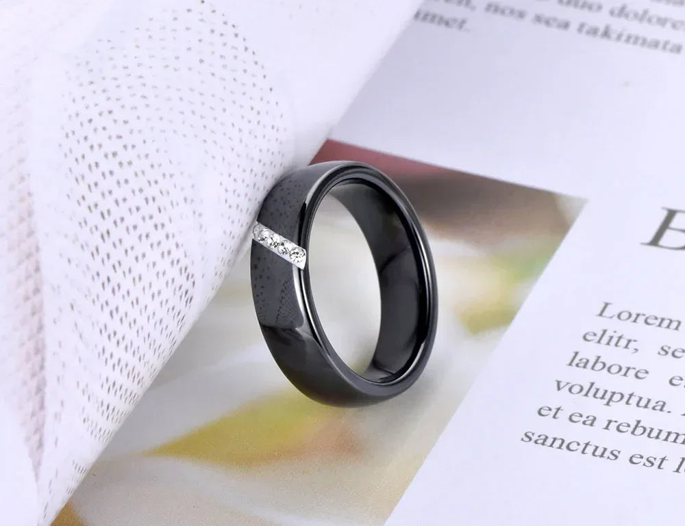 Bagues en céramique taillée noir et blanc tendance Lokaer, bijoux classiques de mariage et de fiançailles pour femmes, Anneaux Anillos R18014 - AgorAstrA