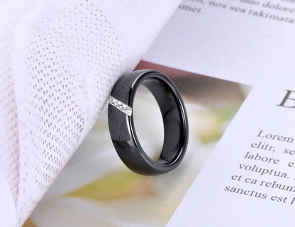 Bagues en céramique taillée noir et blanc tendance Lokaer, bijoux classiques de mariage et de fiançailles pour femmes, Anneaux Anillos R18014 - AgorAstrA