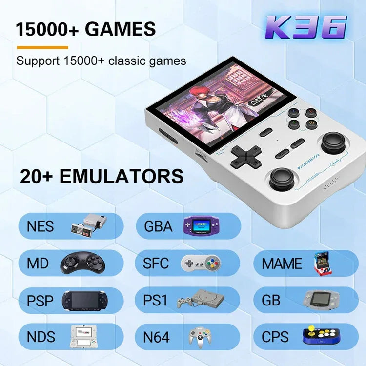 Console Portable Rétro K36 Écran IPS 3.5" Linux 64Go 16000 Jeux R36S - AgorAstrA