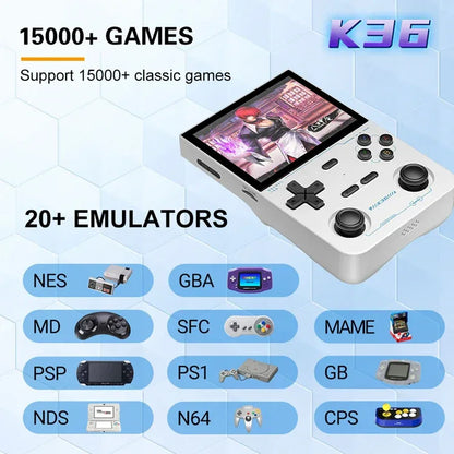 Console Portable Rétro K36 Écran IPS 3.5" Linux 64Go 16000 Jeux R36S - AgorAstrA