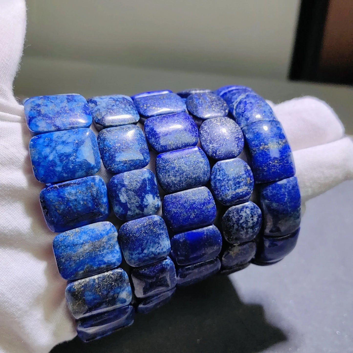 Bracelet Lapis Lazuli Perles - Chaîne Ajustable - Pierre Naturelle Bleue DIY - AgorAstrA