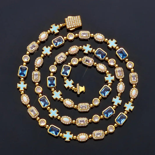 Collier de luxe pour homme, style hip-hop européen et américain, orné d'une opale en forme de goutte de 6 mm, en vente en gros. - AgorAstrA