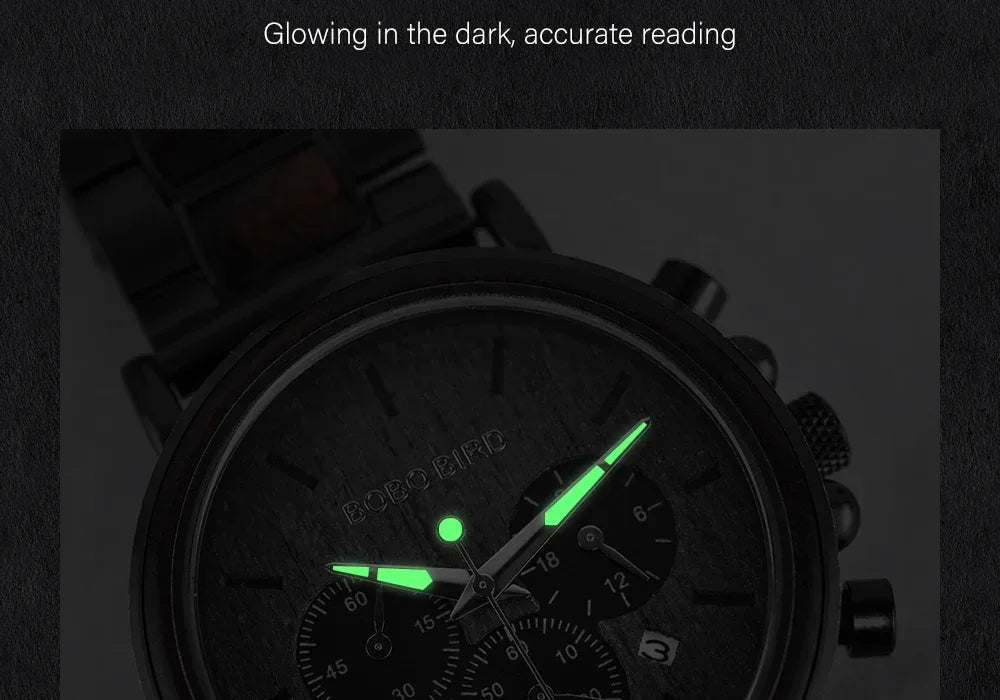 Montre Homme BOBO BIRD Bois Chronographe - Style Militaire Coffret Cadeau - AgorAstrA