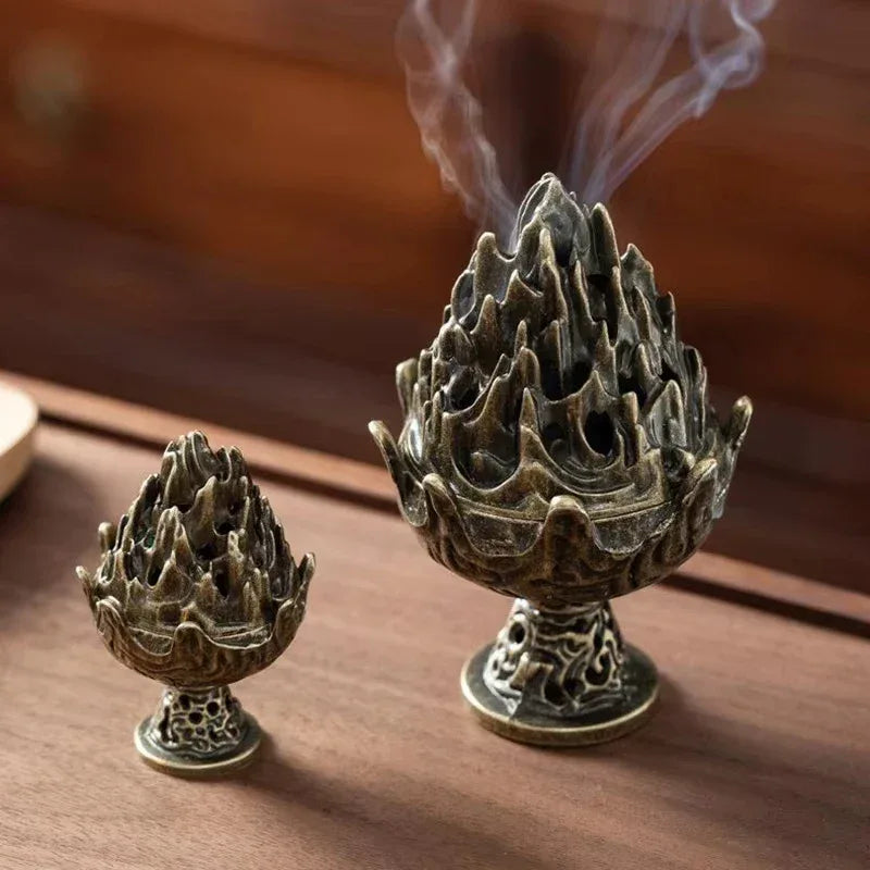 new-1pc-alloy-incense-burner-stick-holder-plate-buddhism-lotus-censer-bronze-nasturtium-incense-burner - AgorAstrA
