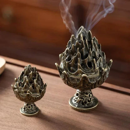 new-1pc-alloy-incense-burner-stick-holder-plate-buddhism-lotus-censer-bronze-nasturtium-incense-burner - AgorAstrA