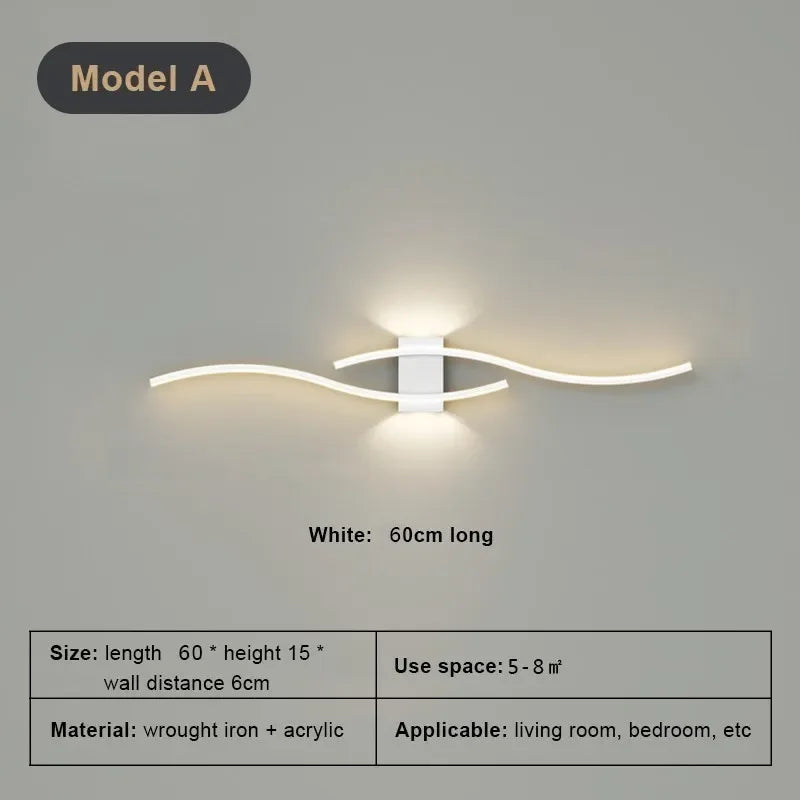 Applique murale LED minimaliste moderne, noire et blanche, pour la décoration intérieure, éclairage vers le haut et vers le bas, idéale pour le salon ou la chambre. - AgorAstrA