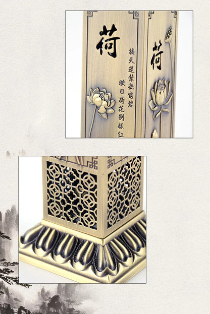 Brûleur d'encens Lotus Zen style chinois, pour la maison, le salon de thé ou le bureau, ornement zen, bois de santal, tube d'encens à 21 lignes - AgorAstrA