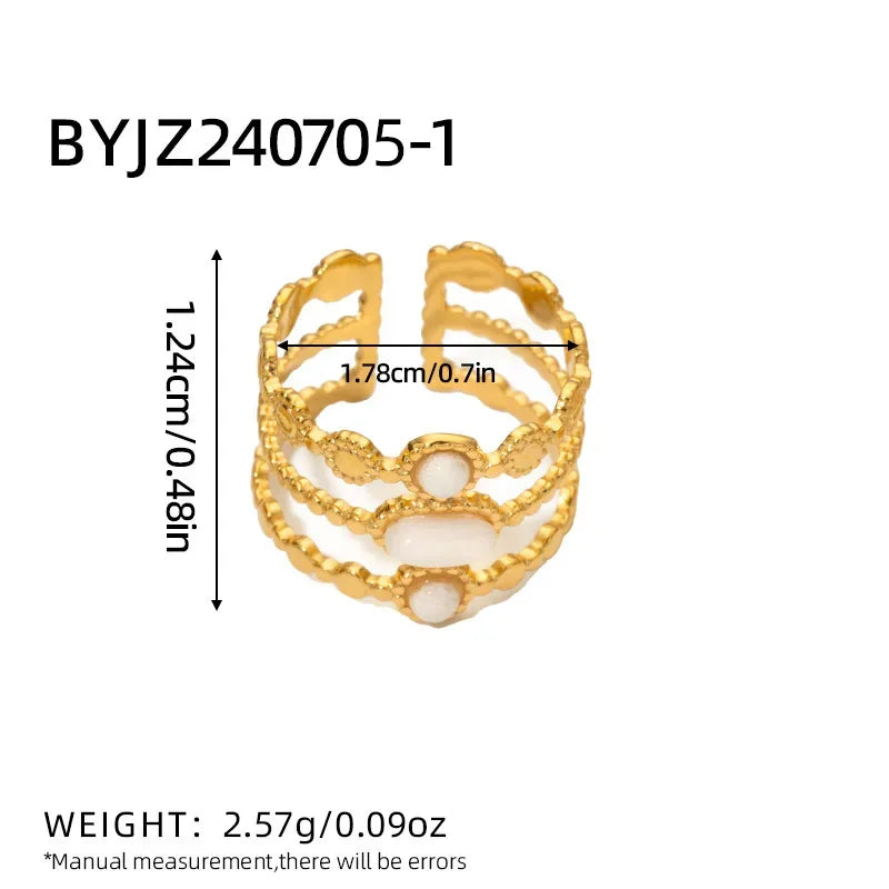 Bague émeraude en acier inoxydable pour femme, pierre naturelle, tendance atmosphérique rétro, ouverture réglable, matiques Boho - AgorAstrA