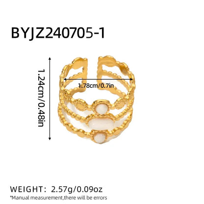 Bague émeraude en acier inoxydable pour femme, pierre naturelle, tendance atmosphérique rétro, ouverture réglable, matiques Boho - AgorAstrA