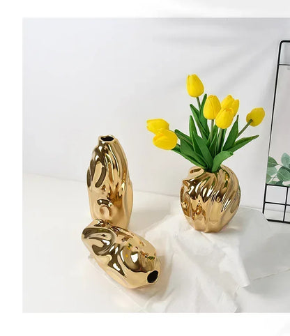 modern-minimalist-white-ceramic-matte-flower-vase-decorative-vase-for-dried-flower-centerpiece-art-crafts-home-table-decoration - AgorAstrA