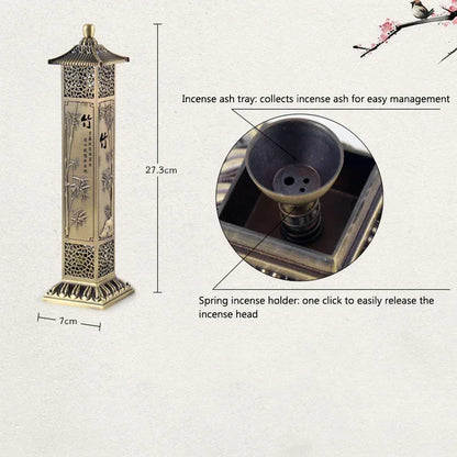 Brûleur d'encens Lotus Zen style chinois, pour la maison, le salon de thé ou le bureau, ornement zen, bois de santal, tube d'encens à 21 lignes - AgorAstrA