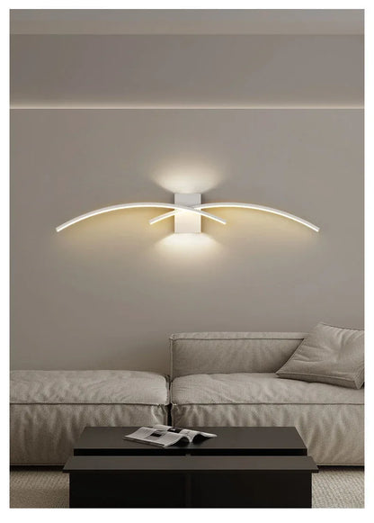 Applique murale LED minimaliste moderne, noire et blanche, pour la décoration intérieure, éclairage vers le haut et vers le bas, idéale pour le salon ou la chambre. - AgorAstrA