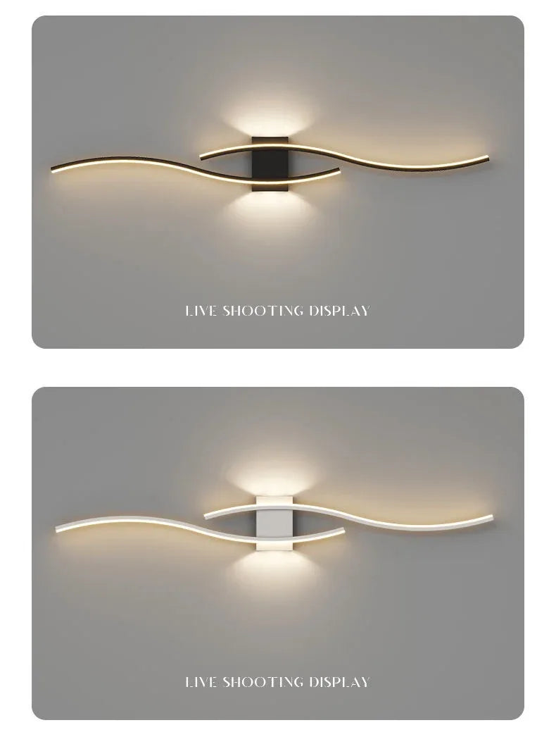 Applique murale LED minimaliste moderne, noire et blanche, pour la décoration intérieure, éclairage vers le haut et vers le bas, idéale pour le salon ou la chambre. - AgorAstrA