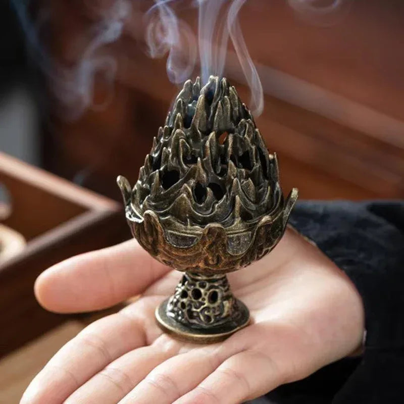 new-1pc-alloy-incense-burner-stick-holder-plate-buddhism-lotus-censer-bronze-nasturtium-incense-burner - AgorAstrA