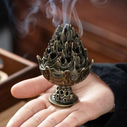 new-1pc-alloy-incense-burner-stick-holder-plate-buddhism-lotus-censer-bronze-nasturtium-incense-burner - AgorAstrA